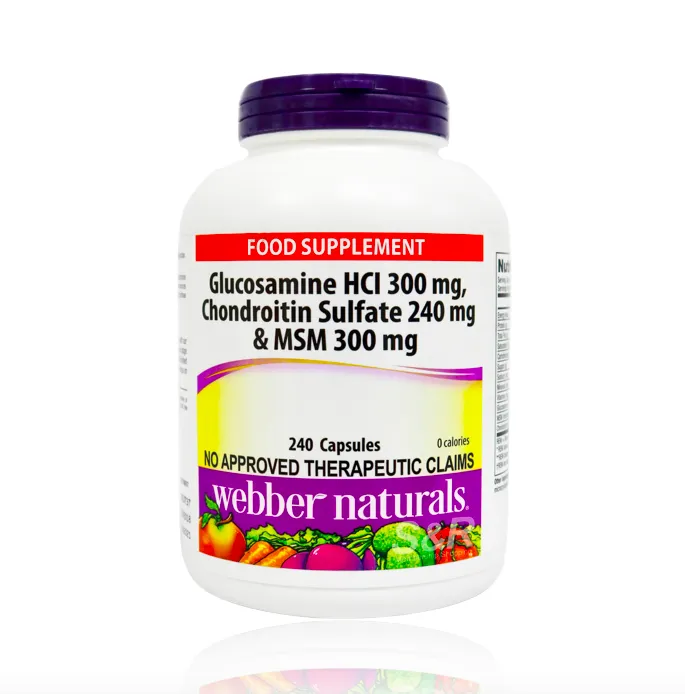 WEBBER NATURALS GLUCOSAMINE HCI 300mg, CHONDROITIN SULFATE 240mg & MSM