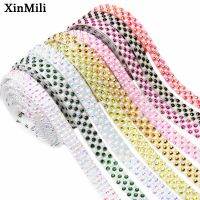 5 Yards White AB Pearl Rhinestone Self Adhesive Stiker Ribbon Tape 1cm Wide Resin Crystal Applique Mesh for Wedding Home Decor