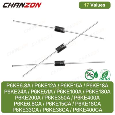 17Values TVS Diode DO-15 P6KE6.8A P6KE12A P6KE15A P6KE18A P6KE24A P6KE51A P6KE100A P6KE180A P6KE200A P6KE350A P6KE400A P6KE6.8CA Electrical Circuitry