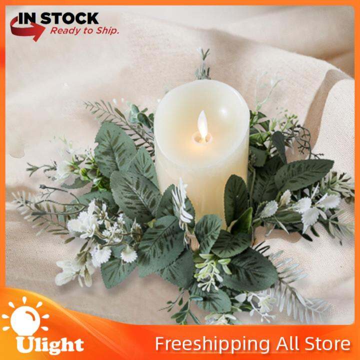 Ulight Pillar Candle Ring Wreath, Candle Garland Ring, Pillar Candle