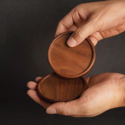 【CC】❣♤  Beech Wood Coasters Cup Placemats Durable Resistant Circular Drink Tableware