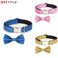 DSstyles ปลอกคอสัตว์เลี้ยงหัวเข็มขัดโลหะกับโบว์หูกระต่ายปลอกคอสุนัขขนาดเล็กแวววาวน่ารักน่ารักปรับได้สำหรับเด็กผู้ชายเด็กผู้หญิงสุนัขแมวคอพอดี9-12"