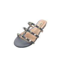 2022 New Valentinoˉ style slippers for women to wear flat sandals in summer and rivets for women to wear personalized sandalsTH