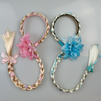 10pcs Princess Kids Flower Crown Long Hair Wig Headband Hoop Prop Girl ided Accessories Birthday Cosplay