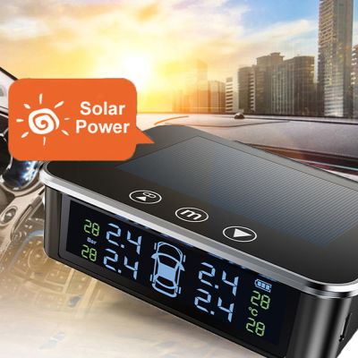 Solar Smart Car Digital Tyre Pressure Monitor System Tpms Tire Security Warning High Temperature Alert External Sensors Md55