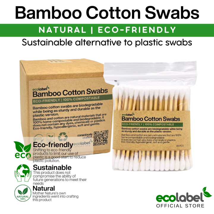 Ecofriendly Bamboo Cotton Swabs 100 Biodegradable Compostable