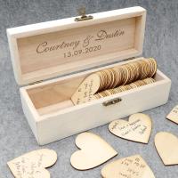 Personalized Guest Book,Rustic Wedding Keepsake Box Alternative,Engraved Wooden Wedding Guest Book Drop Box Hearts