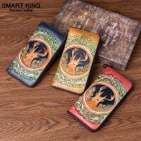 Smart King ใหม่สำหรับผู้หญิงกระเป๋าสตางค์ยาวหนังวัวแท้วินเทจแนวโน้มกระเป๋าคลัทช์