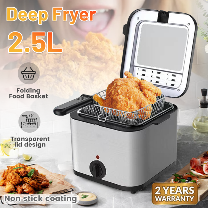 deep fryer pan with strainer electric fryer Stainless Steel electric ...