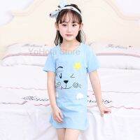 Summer Pajama Dress for Baby Girls Cartoon Bear Pyjama Enfant Nightgress for Children Kids Soft Cotton Nightgowns for 2 8 10 14