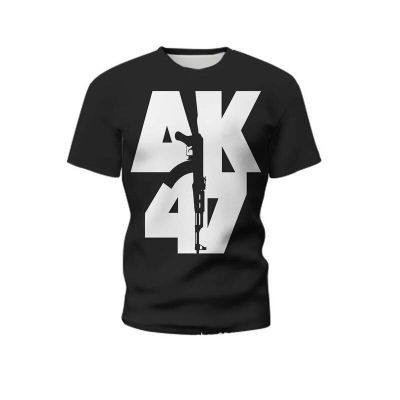 ฤดูร้อนใหม่เสื้อยืดผู้ชายบุคลิกภาพ Ak47 Series 3d พิมพ์อาวุธทหารรูปแบบ Tough Man กลางแจ้ง Quick Drying Loose Top