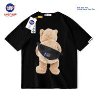 NASA เสื้อแขนสั้นมีแบรนด์ร่วมเทรนด์,เสื้อยืดหลวมแขนครึ่ง Men999พิมพ์ลายหมีดิจิทัลของแท้