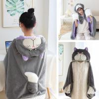 Kawaii Disney Anime Pooh Bear Lucifered Cat Four Seasons Universal Home Hooded Cape Cape Napping Cloak Air Conditioning Blanket