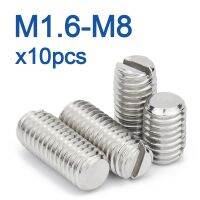 10pcs/lot Stainless steel slotted set screw with flat point M1.6 M2 M2.5 M3 M4 M5 M6 M8 DIN551