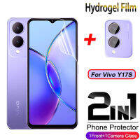 ฟิล์มกันรอยไฮโดรเจล2อิน1ฟิล์มสำหรับ Vivo Y17S Y27 Y 17S Y 27 VivoY17S VivoY27 4G 5G 2023หน้าจอแบบอ่อนฟิล์มป้องกันหน้าจอโทรศัพท์ด้านหน้าด้านหลังป้องกันเลนส์กล้อง