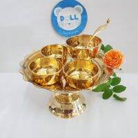 Brass byfa  SET1252  ชุดถวายข้าวพระ 9นิ้ว  ชุดโตกถวาย งานหล่อ หนาหนักทองเหลืองแท้