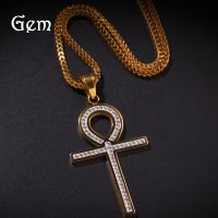 [COD] European and personalized stainless steel Ankh key cross pendant high-grade trendy brand hip-hop accessories