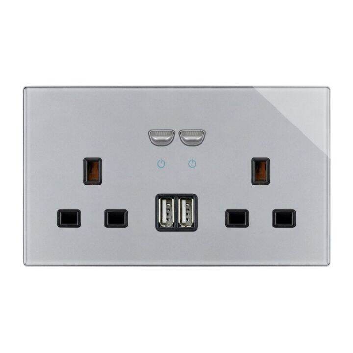 UK Plug 13A Power Socket With USB Charger Wall Outlet Double Outlet