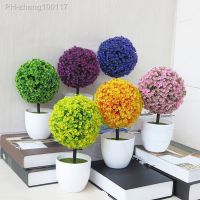 Artificial Bonsai Artificial Plants Potted Sakura Snowball Small Tree Plants Fake Flowers Potted Ornaments Home Garden Decor