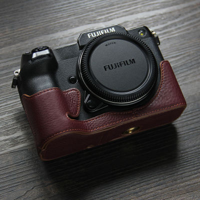 ฝีมือกล้องถ่ายภาพหนังแท้ Cowhide กระเป๋าร่างกายกล่องกรณีสำหรับ Fujifilm ฟูจิ Gfx100s GFX50S Ii แขนป้องกันกล่องฐาน
