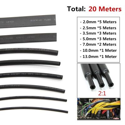 20 Meters Heat Shrink Sleeving Tube Assortment Kit Electrical Connection Electrical Wire Wrap Cable Waterproof Shrinkage 2:1 Electrical Circuitry Part