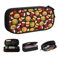 Kawaii Hamburger Snacks Pencil Case for Boys Gilrs Custom Delicious Food Large Storage Pen Bag Box School Accessories