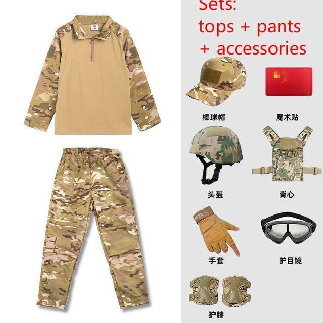 new-children-military-uniform-kids-army-costumes-outdoor-soldier-role-play-set-top-trousers-summer-camp-camouflage-training-suit