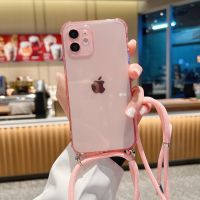 Casing Ponsel Silikon Cair dengan Tali Kerah Silang Casing Bertali untuk iPhone 13 12 MiNi 11 Pro X XR XS Max 6S 7 8 Plus SE