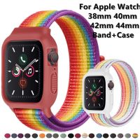 ยางยืดออกกำลังกายผ้าทอไนลอนพร้อมชุดเคสสำหรับ Apple Watch,สายรัดสำหรับ IWatch อะไหล่38/ 42/40/44มม.