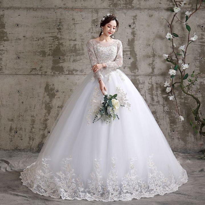 หางชุดแต่งงานสำหรับเจ้าสาววัยผู้ใหญ่ชุดแต่งงานแบบโชว์ไหล่นางฟ้าบาง-qs1092