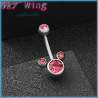 Sky Wing เครื่องประดับอารมณ์เฉพาะกลุ่มไทเทเนียมเหล็กมิกกี้เพชรฝังสะดือสะดือสะดือจิ้งห่วงเจาะสะดือต่างหูเครื่องประดับร่างกาย