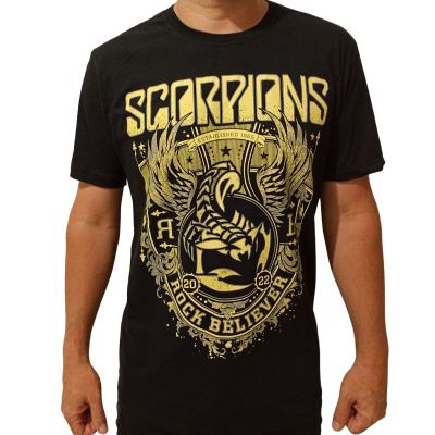 New FashionT-Shirt Scorpions Tour Brasil 2023 Logo Only on the Front Bomber 100% Cotton 2023