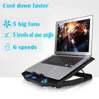 Zuoya 12-15.6นิ้ว Mute Gaming Laptop Cooler พัดลม LED สีแดงน้ำเงินการไหลของอากาศที่มีประสิทธิภาพขาตั้งแล็ปท็อปปรับได้แบบพกพา