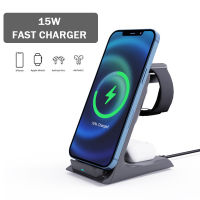 3in1 QI Wireless Charger Stand 15W Fast Charging Desktop Induction Holder สำหรับ Samsung