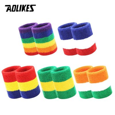 1PC ผ้าฝ้ายที่มีสีสัน Unisex Sport Sweatband สายรัดข้อมือป้องกันข้อมือวิ่งแบดมินตันบาสเก็ตบอลรั้งผ้าวงเหงื่อ