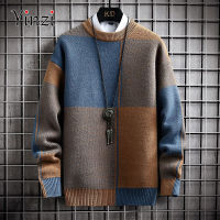 ร้อน, ร้อน★Spring Handsome Plaid Sweater Men Harajuku Mens Jumper Thick Warm Turtleneck Pullover Men High Quality Male Christmas Sweaters