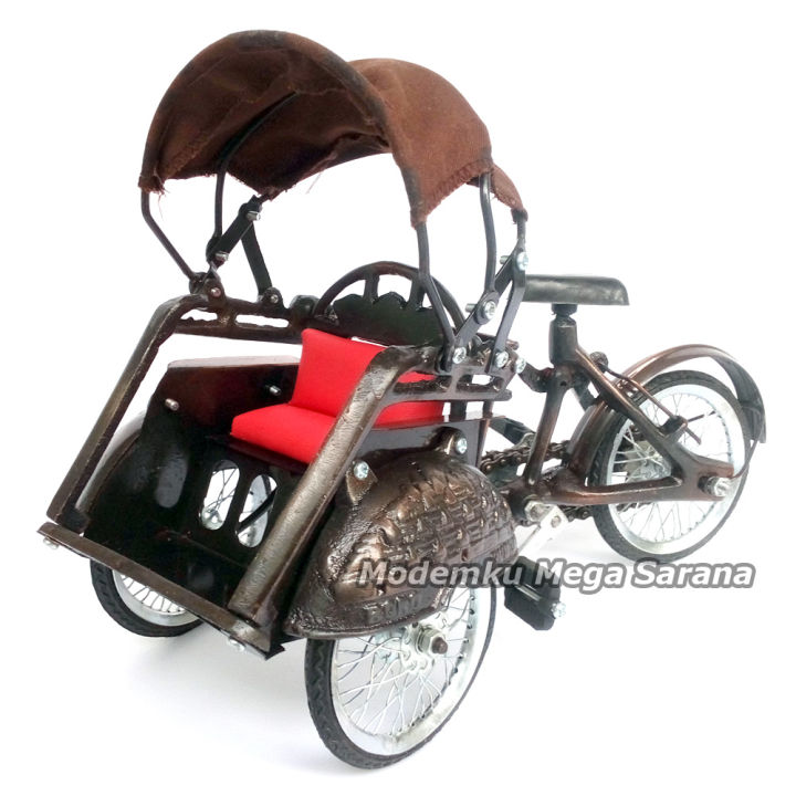 Central Kerajinan Miniatur Becak Jawa Becak Jogja Becak Surabaya Coklat Lazada Indonesia 