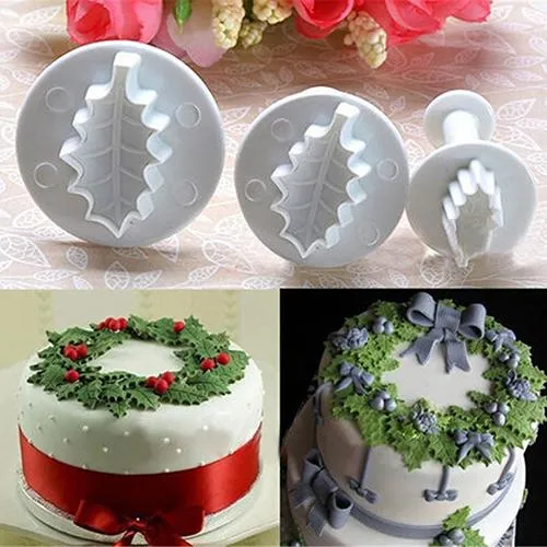 Holly leaf Mould set Christmas cake baking DIY tools mould. Chocolate cake  ice mou…