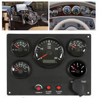 5 Gauge Set with Dashboard Marine Instrument Panel Antifog Voltmeter Water Temperature Oil Pressure Meter Fuel Level for RVs for Agricultural Machinery