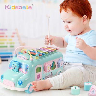 Musical Instrument Baby Toys Knock Piano Bus Shape Learning Kids Toys For Toddler Music Hand Eye Coordination Development Toys