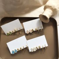 Bilandi Delicate Jewelry 3 Sets Earrings Green Blue Pink Enamel Small stud Earrings Jewelry For Women Student Gifts