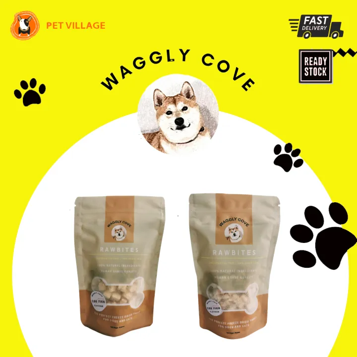 PROMO WAGGLYCOVE Raw Bites Cod Fish Flavour Freeze Dried Treat For Cats