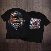 เสื้อยืดโอเวอร์ไซส์Harley Motorcycle แฟชั่นผ้าฝ้ายแขนสั้นพิมพ์เสื้อยืดฤดูร้อนสำหรับผู้ชายและผู้หญิง S-5XL