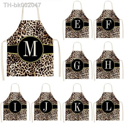 ℗™✘ 1Pcs Leopard Letter Pattern Kitchen Sleeveless Aprons Cotton Linen Bibs 53x65cm Household Cleaning Pinafore Home Cooking 46421