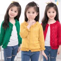 new delivery Long sleeve knitwear cardigan sweater young girl students spring autumn thin coat solid clothes 90-160