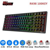 ▽✑ 2022 New Royal Kludge RK98 Wireless Gaming Mechanical Keyboard RGB Backlight Hot Swappable 2.4G Bluetooth Keyboard 2 USB Ports