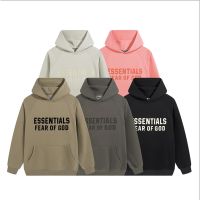 2023ใหม่ถนนหมอกกลัวพระเจ้า ESSENTIALS ฤดูกาล8ด้ายคู่ Flocking พิมพ์จดหมายขนแกะเสื้อกันหนาวหมวก