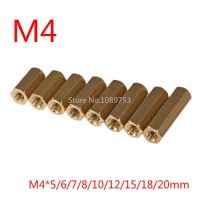 10ชิ้น M4 * 5/6/7/8/10/12/15/18/20มิลลิเมตร Hex สกรู M4หญิงหกเหลี่ยมทองเหลือง Pcb S Tandoffs S Pacers กลวงคอลัมน์ทองแดง