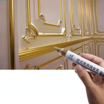 2 Pcs European Gold Paint Pen Paint Repair Marker for Cabinet Door Creative Diy Ceramic Appliance