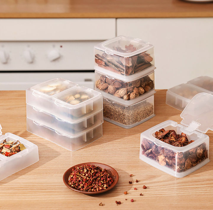 spice-storage-box-fruit-packaging-box-double-compartment-packaging-box-dried-fruit-packaging-box-sealed-preservation-box-transparent-flip-seasoning-box-flip-preservation-box